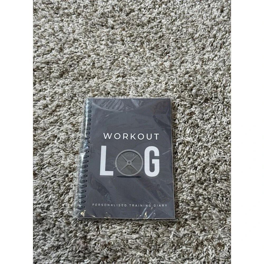 Workout Log Gym Personalised Training Diary Charcoal Gray Spiral Notebook New
